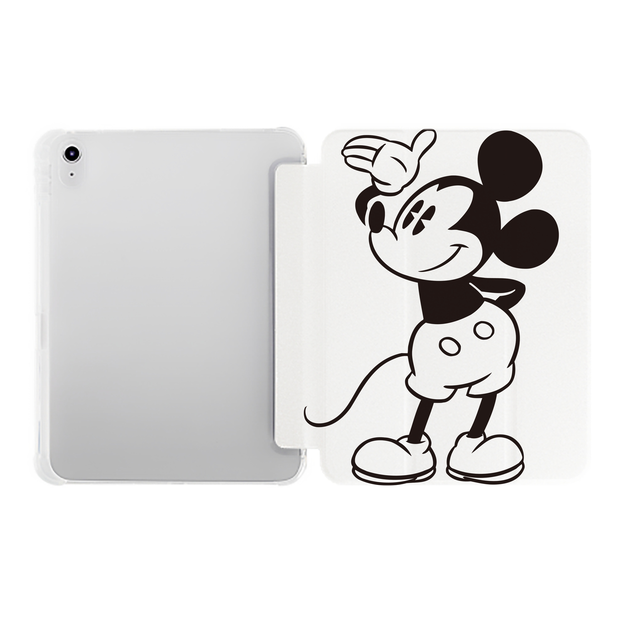 （画像用） ミッキーマウス Mickey Mouse IPad ケース ペン収納付き 三つ折りスタンド PUレザー×シリコン 対応機種9.5/10.5/10.9インチ